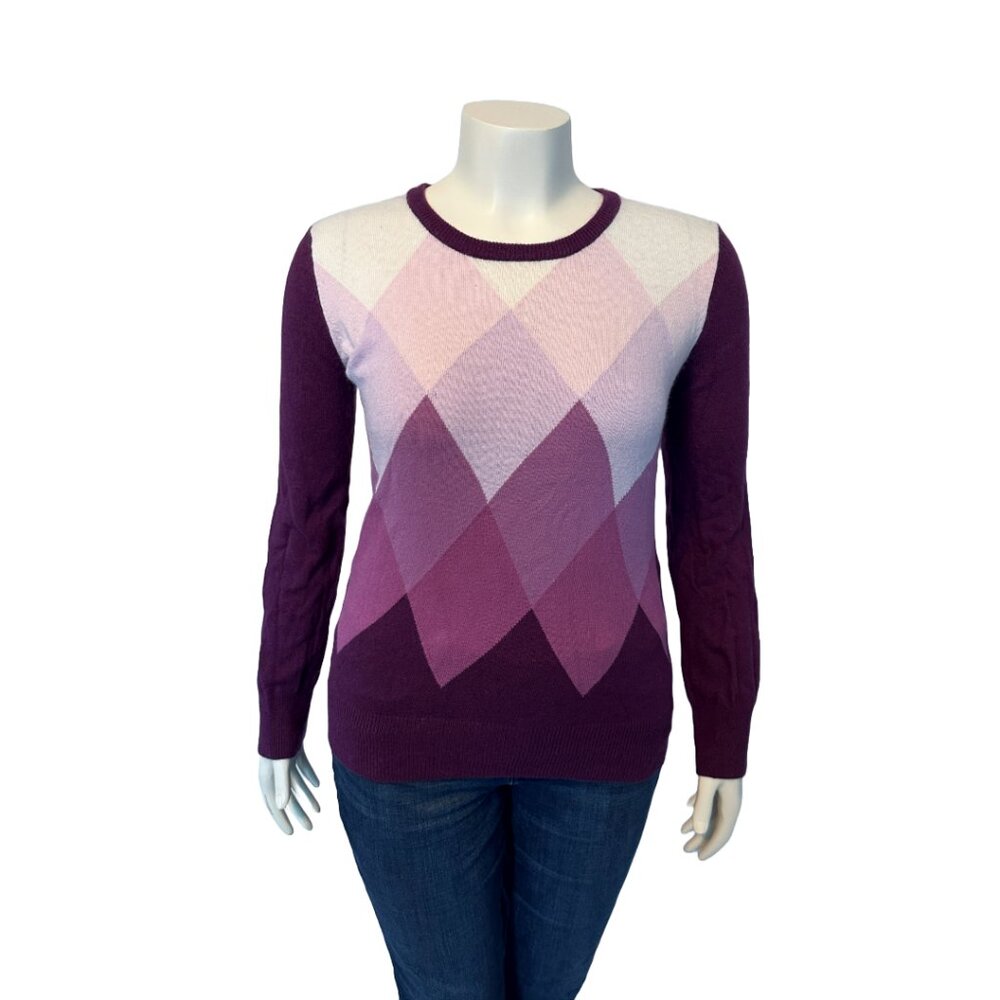 Purple Argyle Long Sleeved Sweater (L)
